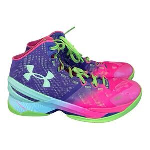 Under Armour Curry 2 Northern Lights Men’s Sz 11.5 US Excellent Green Pink Blue